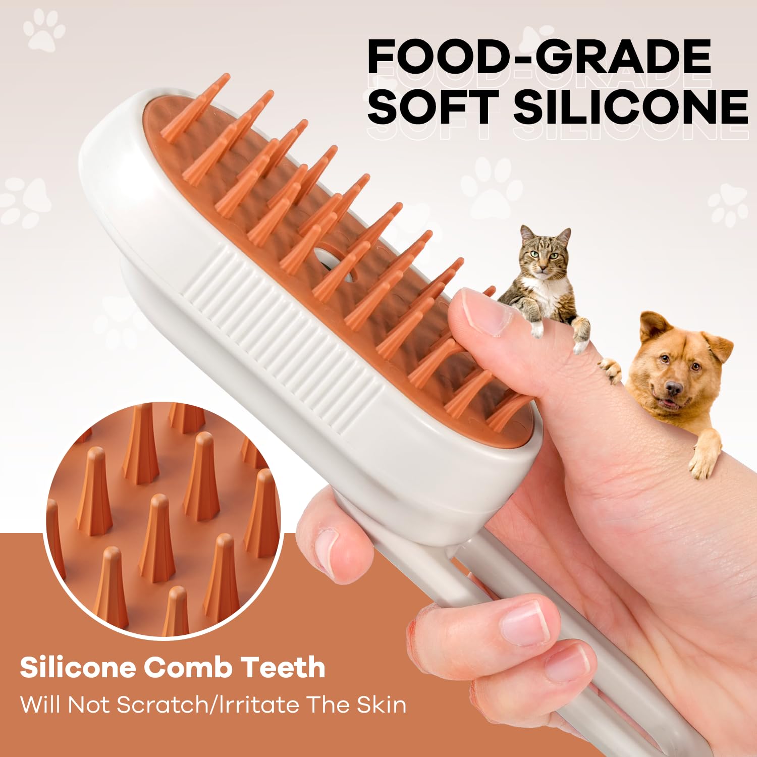 Cat&Dog Steamy Brush for Massage and Pet Grooming 3 in 1