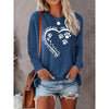 Dog Paw Love Heart Print T-Shirt For Women Long Sleeve Dog Mom Graphic Tees Tops Crewneck Shirts
